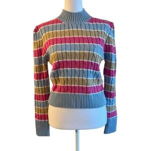 Boutique Striped Knit Sweater Multicolor Crewneck Long Sleeve Women’s Small
